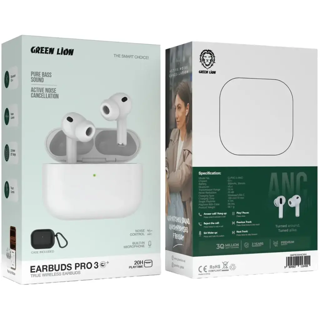 551537-1.webp هندزفری بلوتوثی گرین لاین مدل Green Lion Earbuds Pro 3 True Wireless Earbuds - Image 1