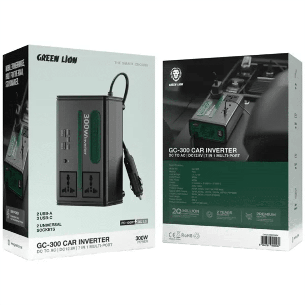 olBGVST3mPnyYJT6.png اینورتر خودرو گرین لاین مدل GC-300 ظرفیت ۳۰۰ وات ۷ در ۱ - Image 1